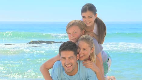 whole family making a pyramid