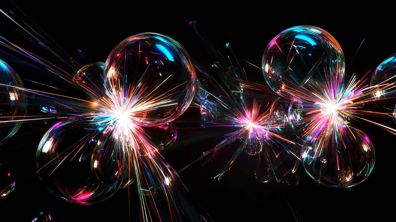 Abstract Glowing Geometric Bubbles
