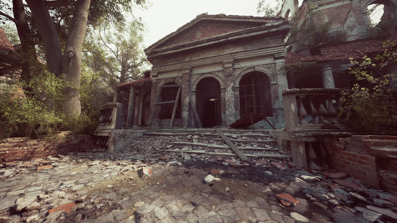 Exploring the ruins of a historic european mansion overgrown with nature