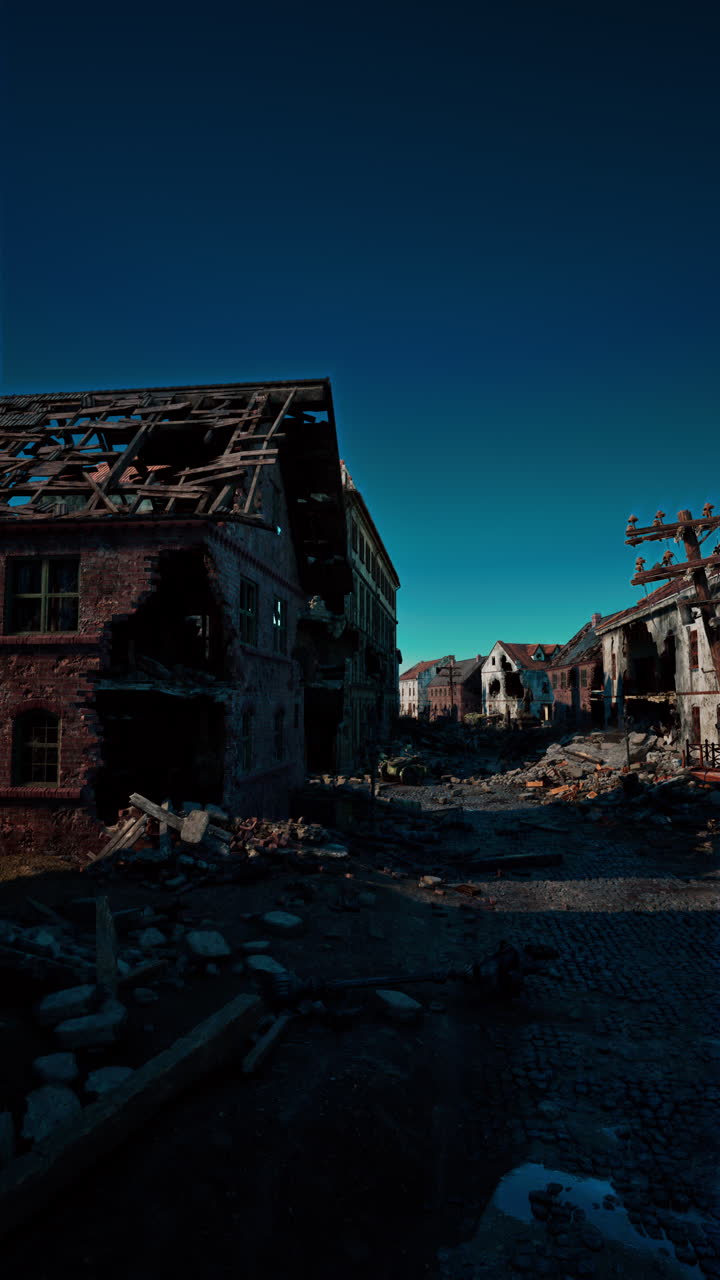 paisaje urbano en ruinas después de una guerra