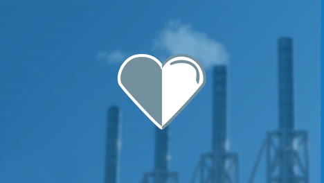 animation of heart icon over cityscape