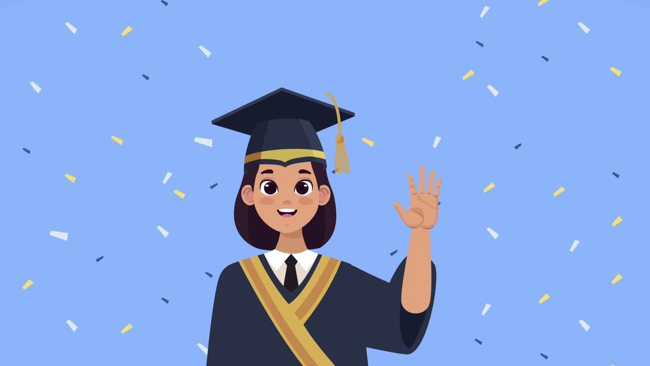 chica se graduó celebrando el personaje de animación