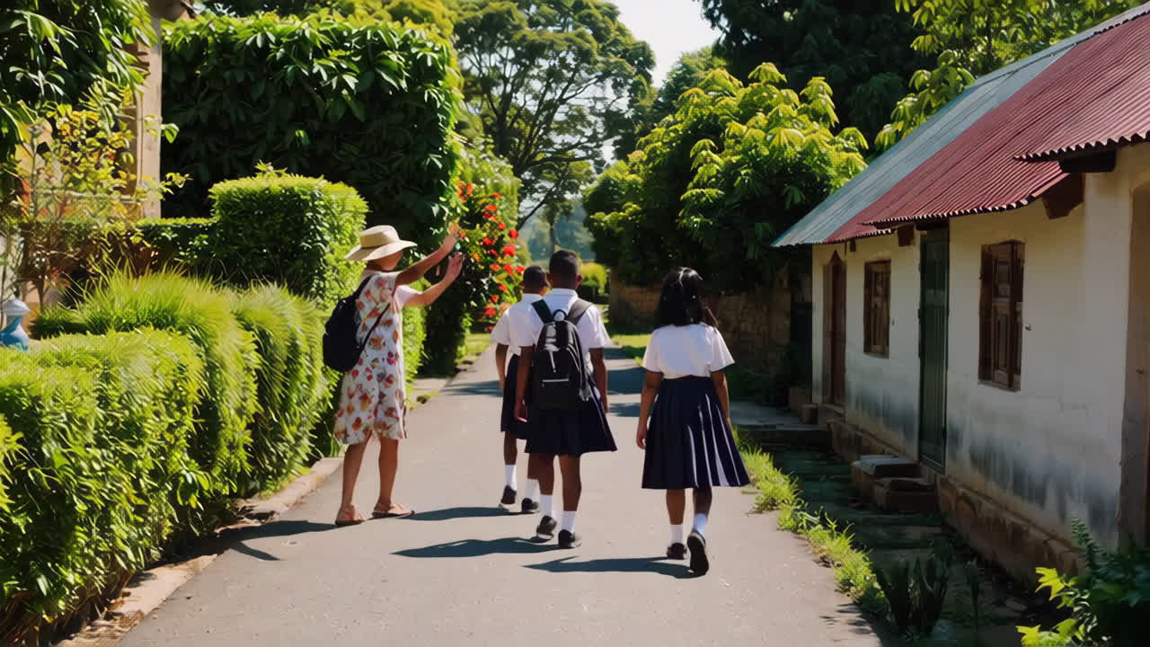 Schoolchildren Walking Home