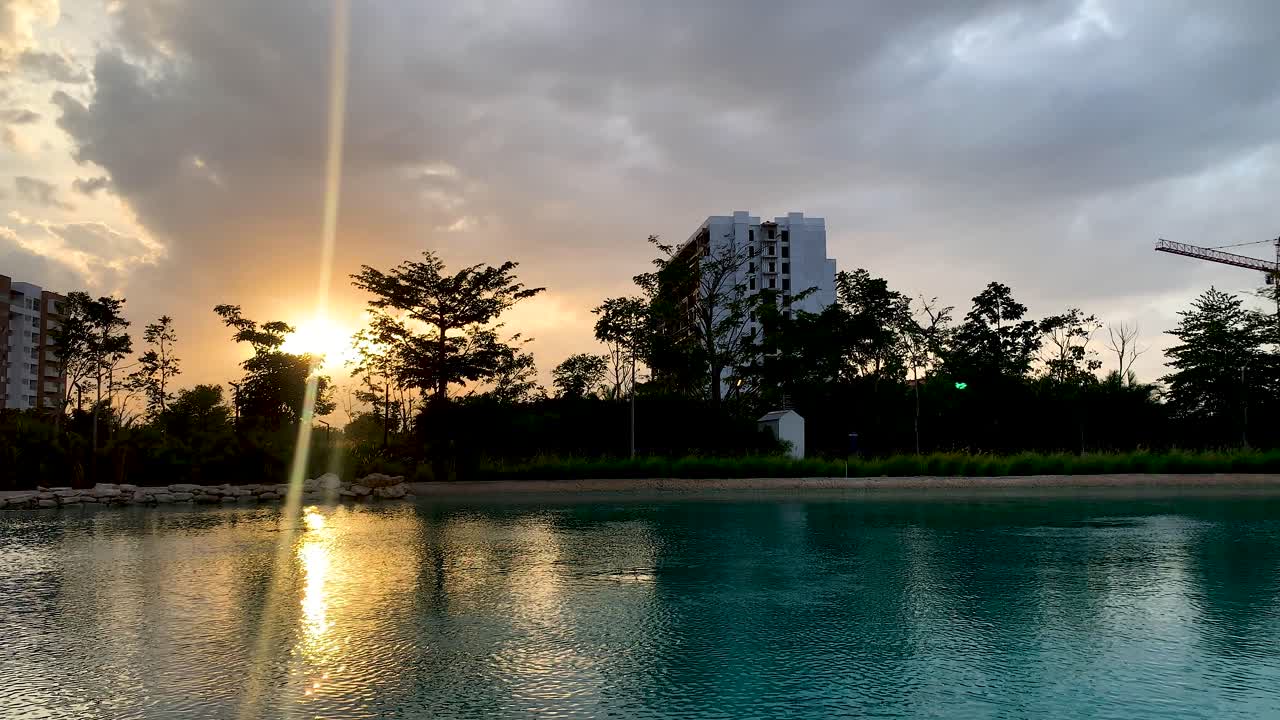 Timelapse of sunset with a beatiful lake in Yucatan Mexico