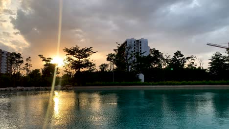 timelapse of sunset with a beatiful lake in yucatan mexico