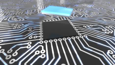 dark blue rotating computer circuit board concept folder loop 4k