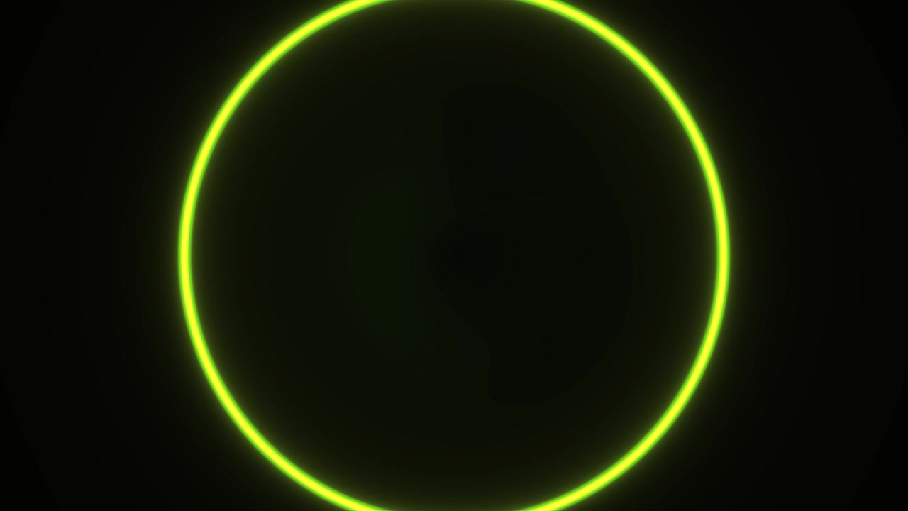 Neon Green Pulsating Circle on Black Background