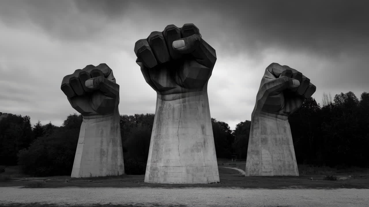 Monumental Raised Fists Sculpture