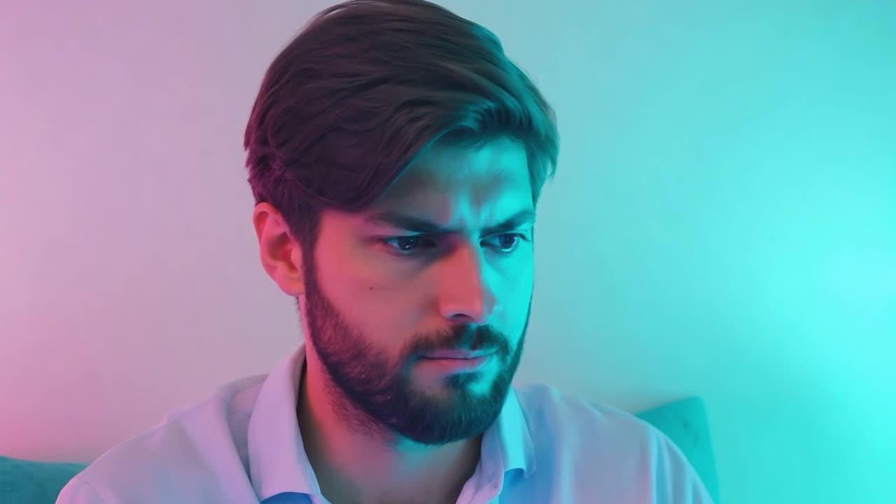 un retrato de un hombre con una barba mirando hacia abajo