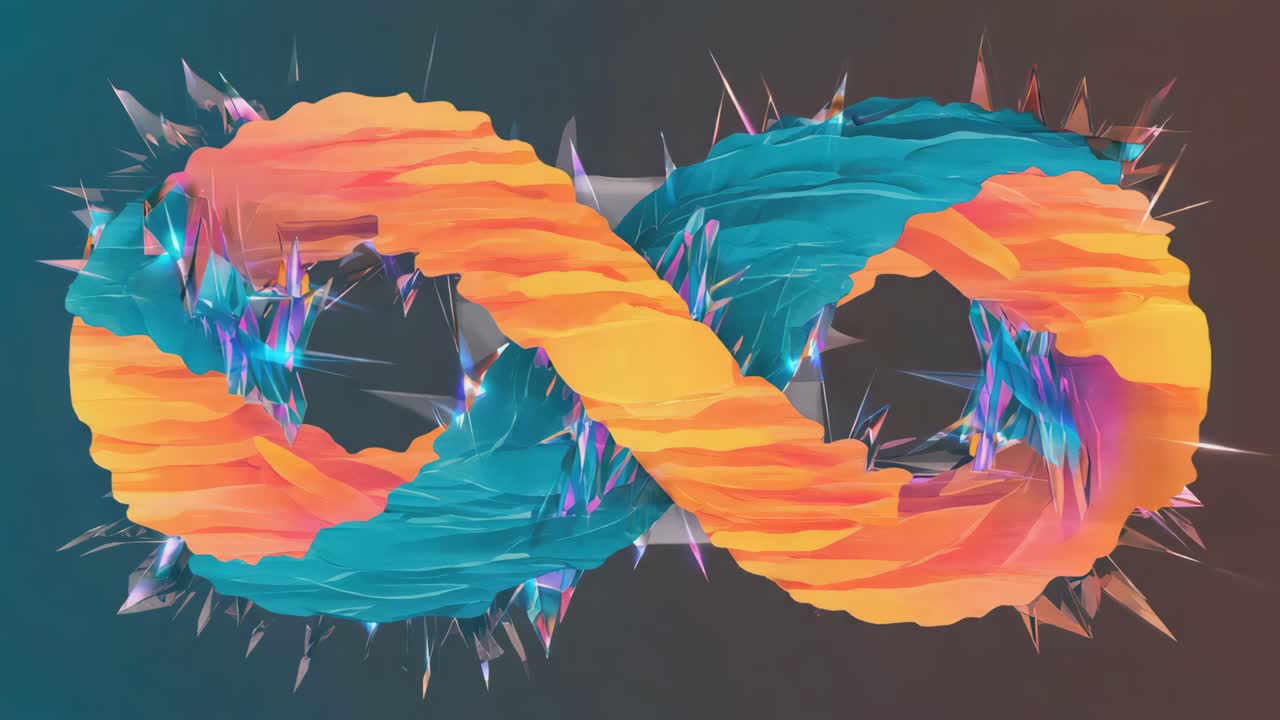 Abstract Infinity Symbol with Orange and Teal Forms