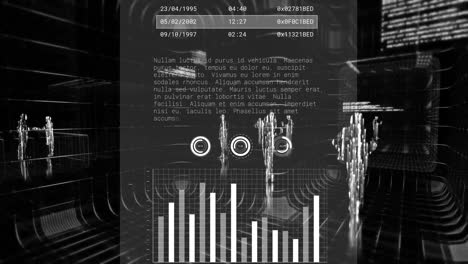 Animation of data processing over black background