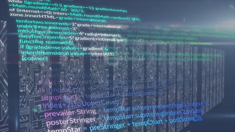 animazione dell'elaborazione dei dati su sfondo blu