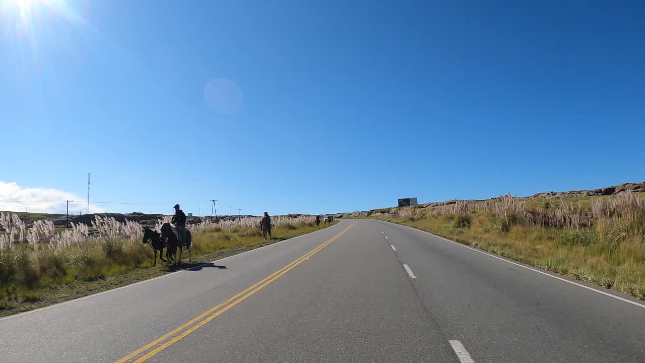 Witnessing cowboy rally at Cordoba Argentina Altas Cumbres driving by