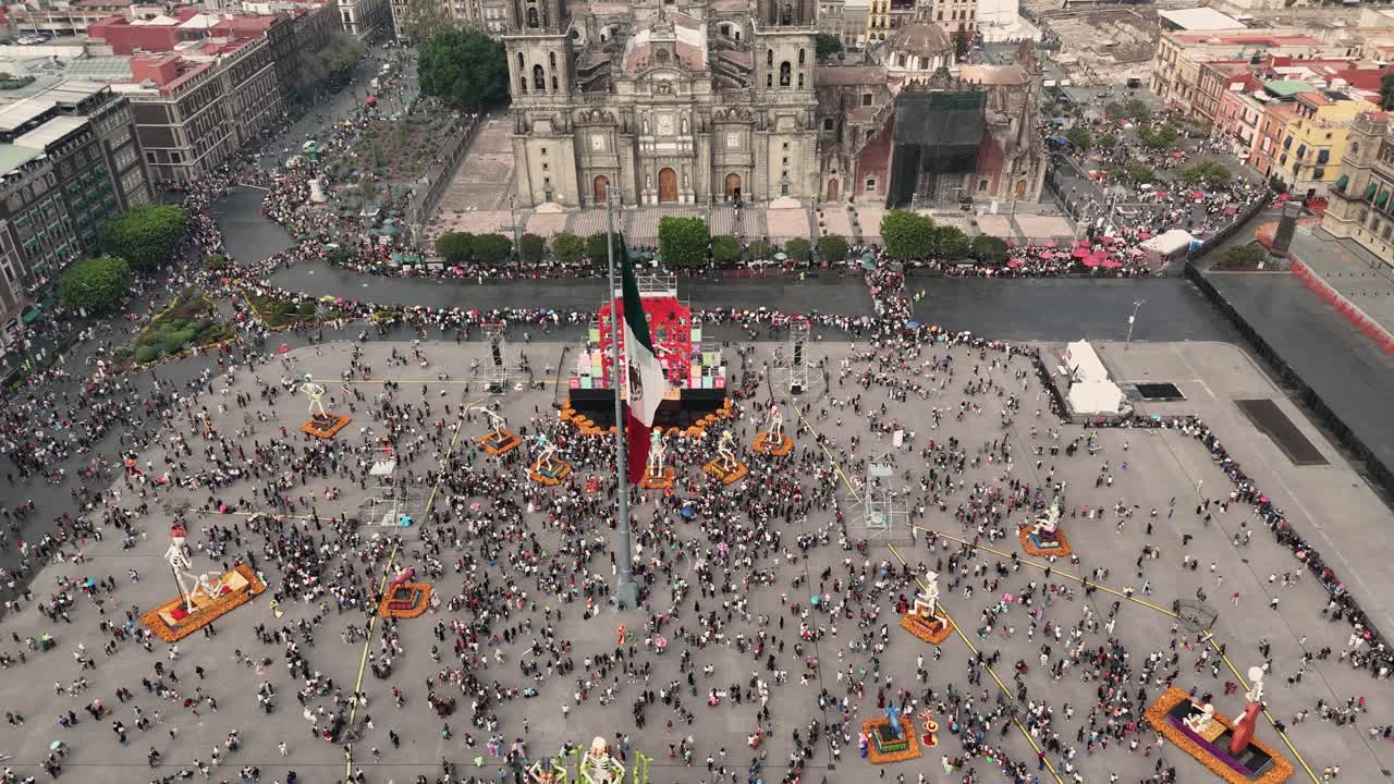 Mexico City’s Zocalo, gathering of altars and people for Day of the Dead
