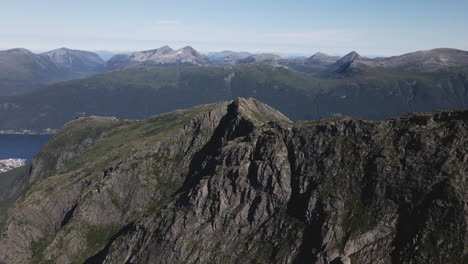 beautiful rocky mountains of the innerdalen mountain valley of norway -aerial