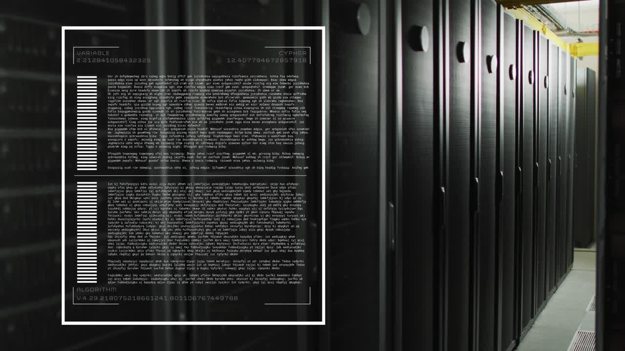 animación del procesamiento de datos en la sala de servidores