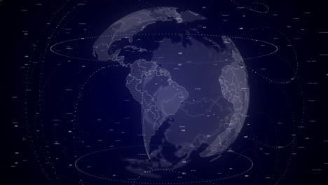 digitaler globus dreht sich, vergrößert sich auf brasilien
