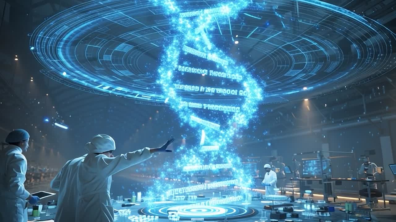 Scientists conduct genetic research in a high-tech laboratory setting