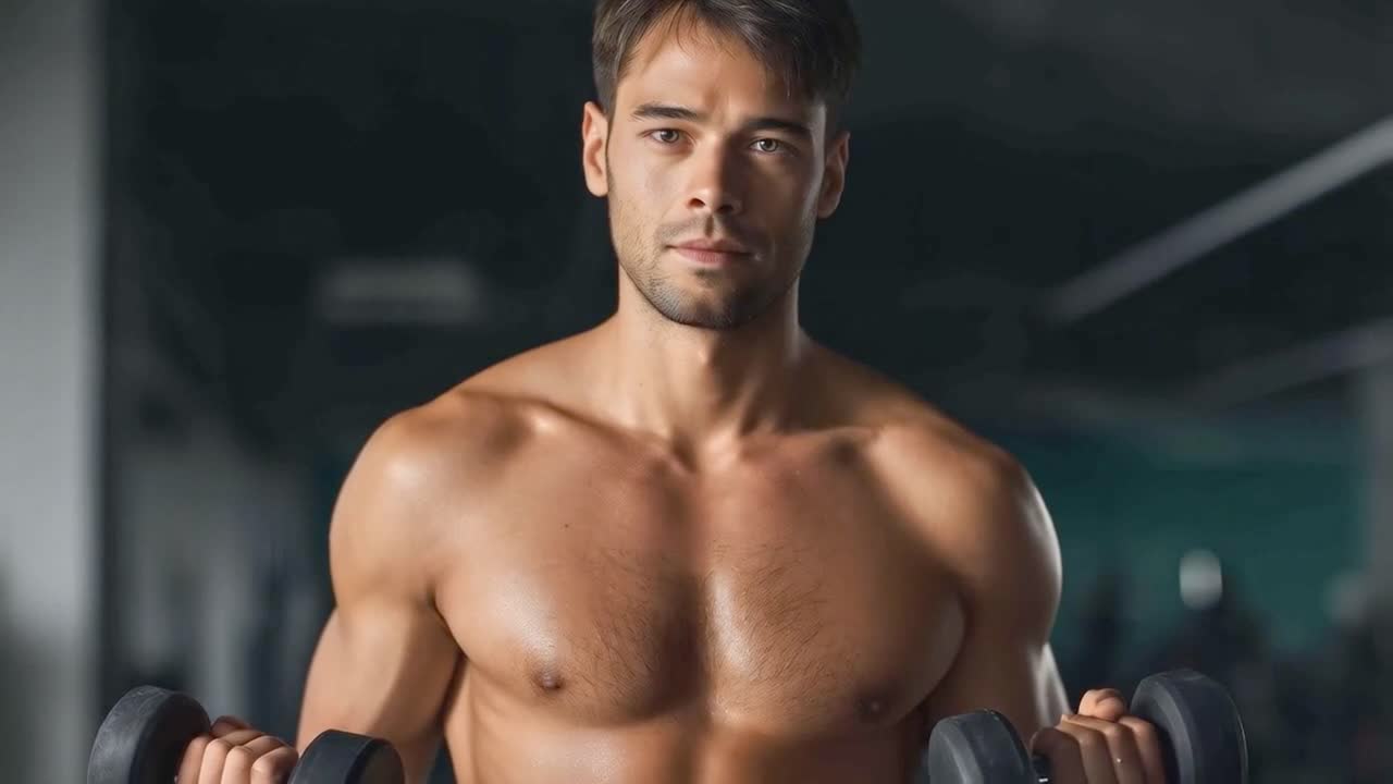 체육관 에서 무게 를 들어 올리는 남자