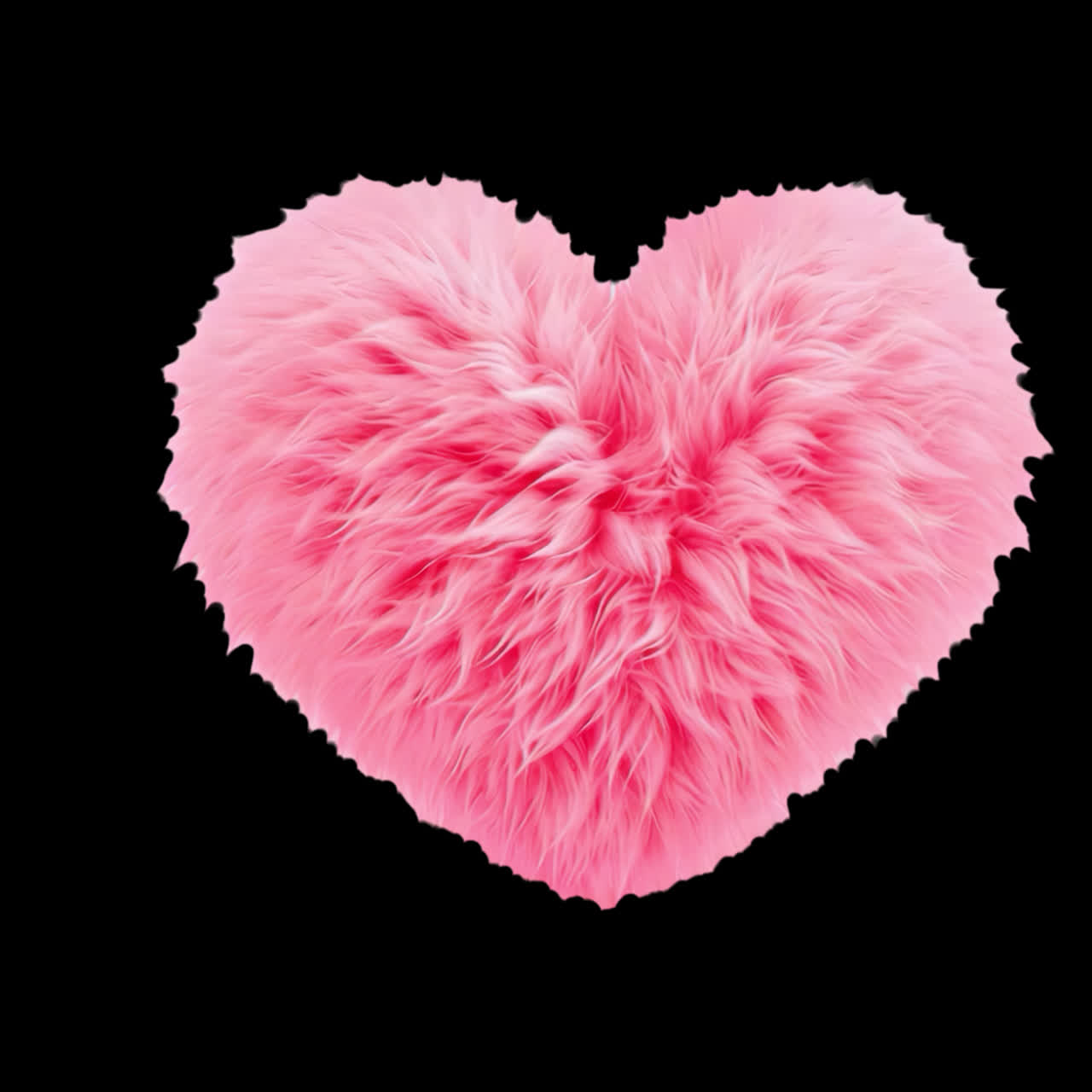 Fluffy pink heart cushion image animation isolated asset, transparent 4K video, alpha channel