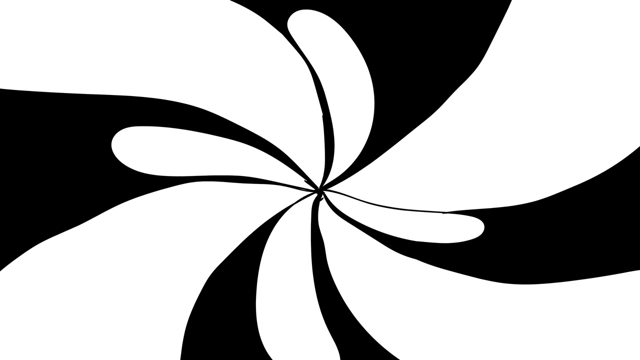 Abstract Animation of Expanding and Rotating Black and White Shapes