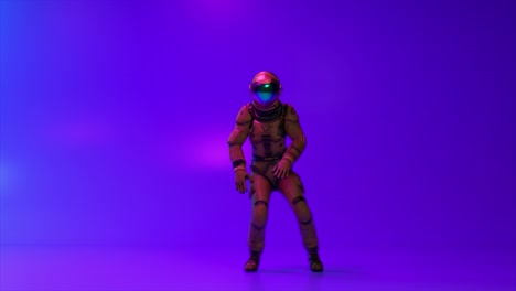 astronauta bailando en un traje espacial de neón