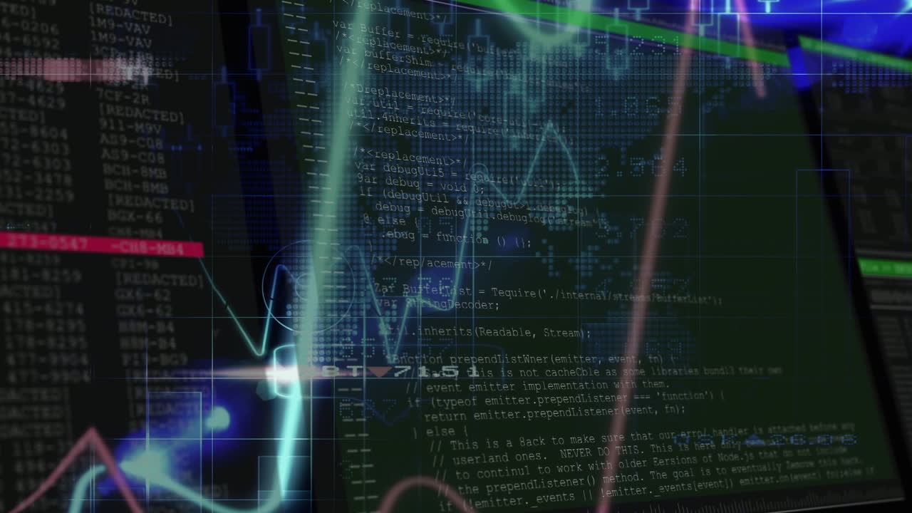 Animation of financial data processing over world map