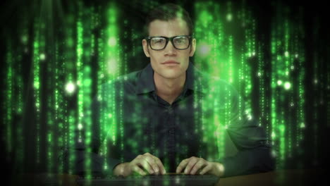 un hombre usando una nueva interfaz en el futuro