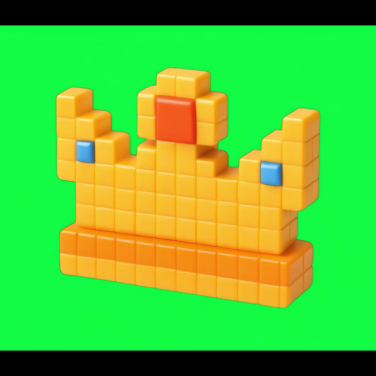 Pixelated crown animation isolated asset, transparent 4K video, alpha channel, ProRes 4444