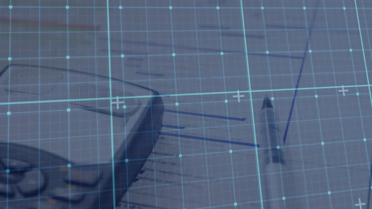 Camera moving down right highlighting pencil pointing at trend line and numeric keys under grid