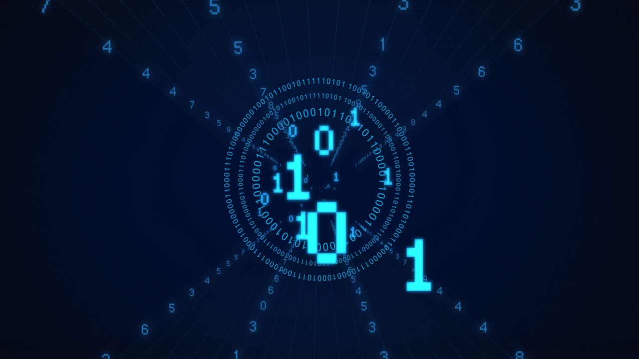 Animation of data processing on black background