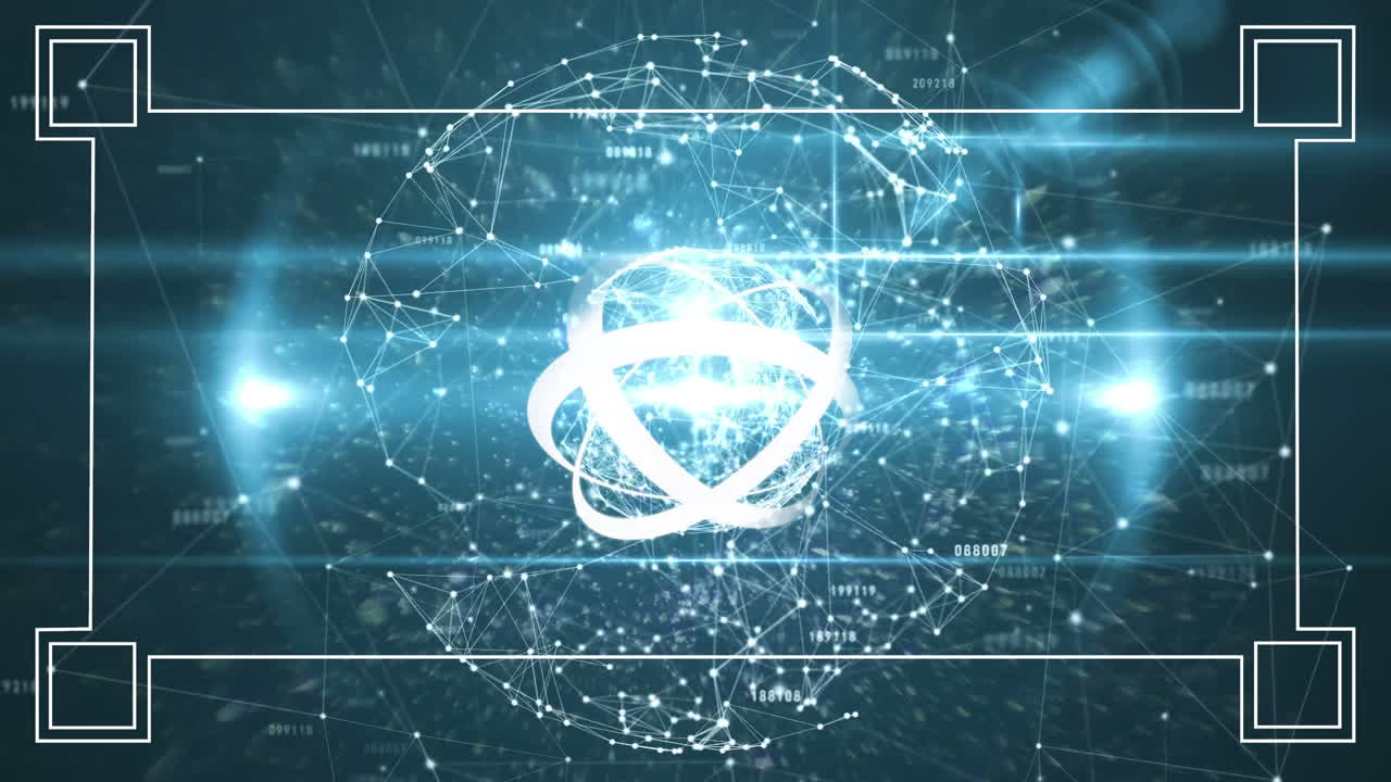 연결 네트워크의 애니메이션과 회전하는 지구