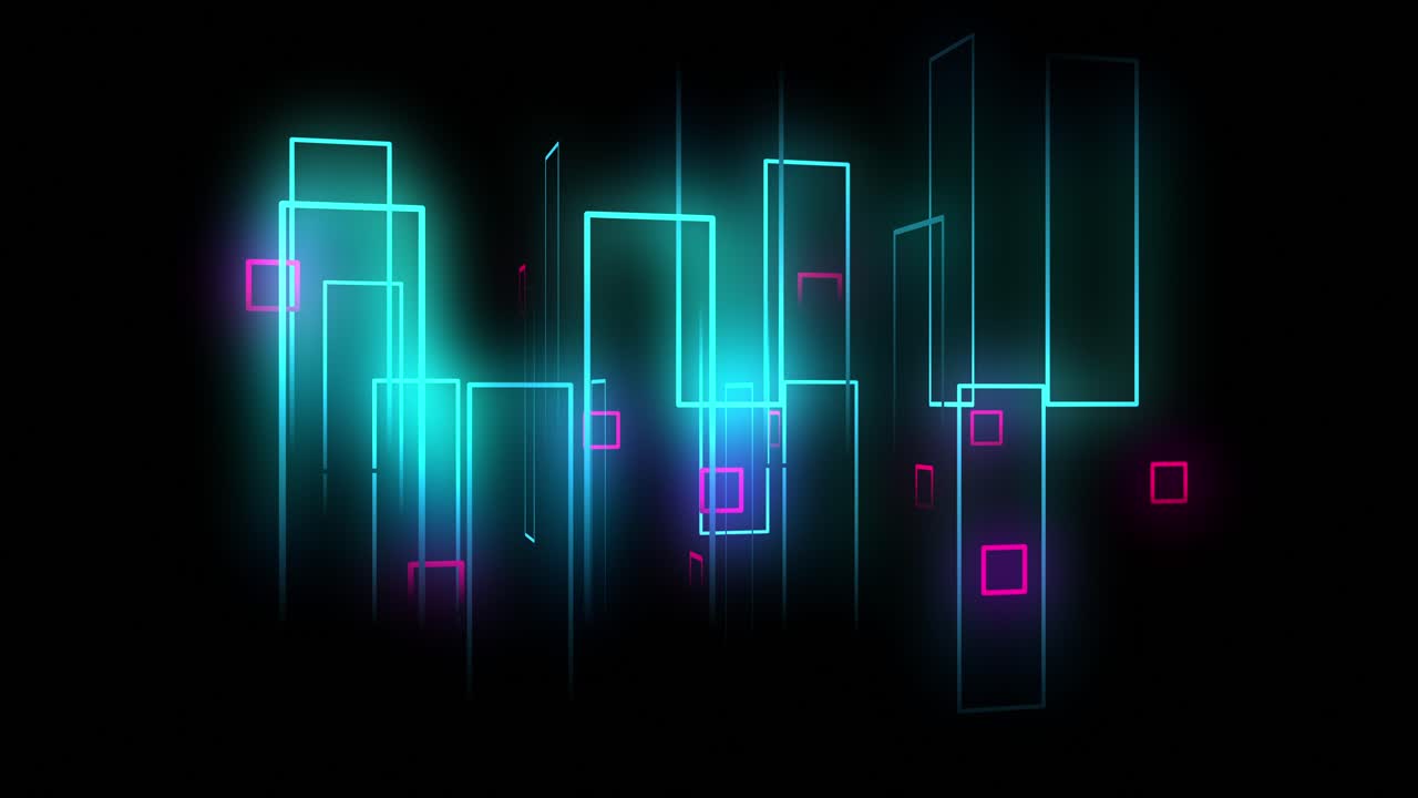Dynamic Abstract Neon Bars and Squares Animation