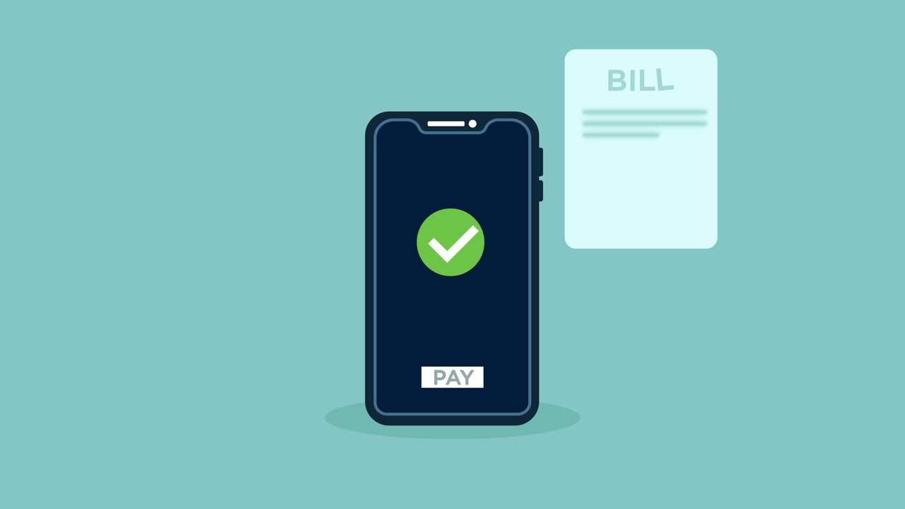 Animated Illustration of Online Bill Payment on Smartphone