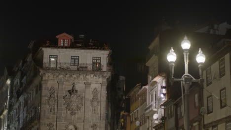 night view of historic portuguese architecture