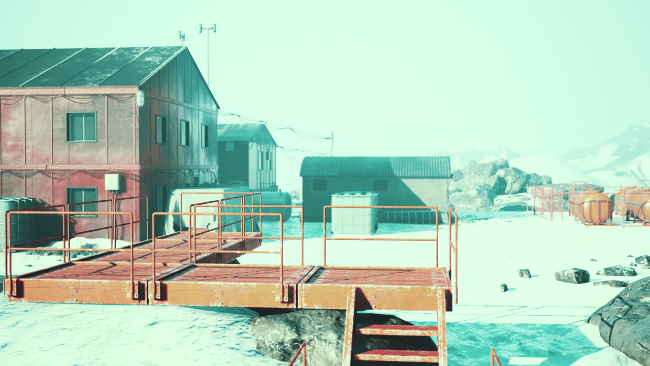 vista aérea de la estación antártica en la antártida