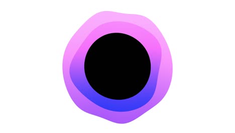 animación de marco de esfera abstracta rosa y púrpura con un centro negro, sobre un fondo blanco