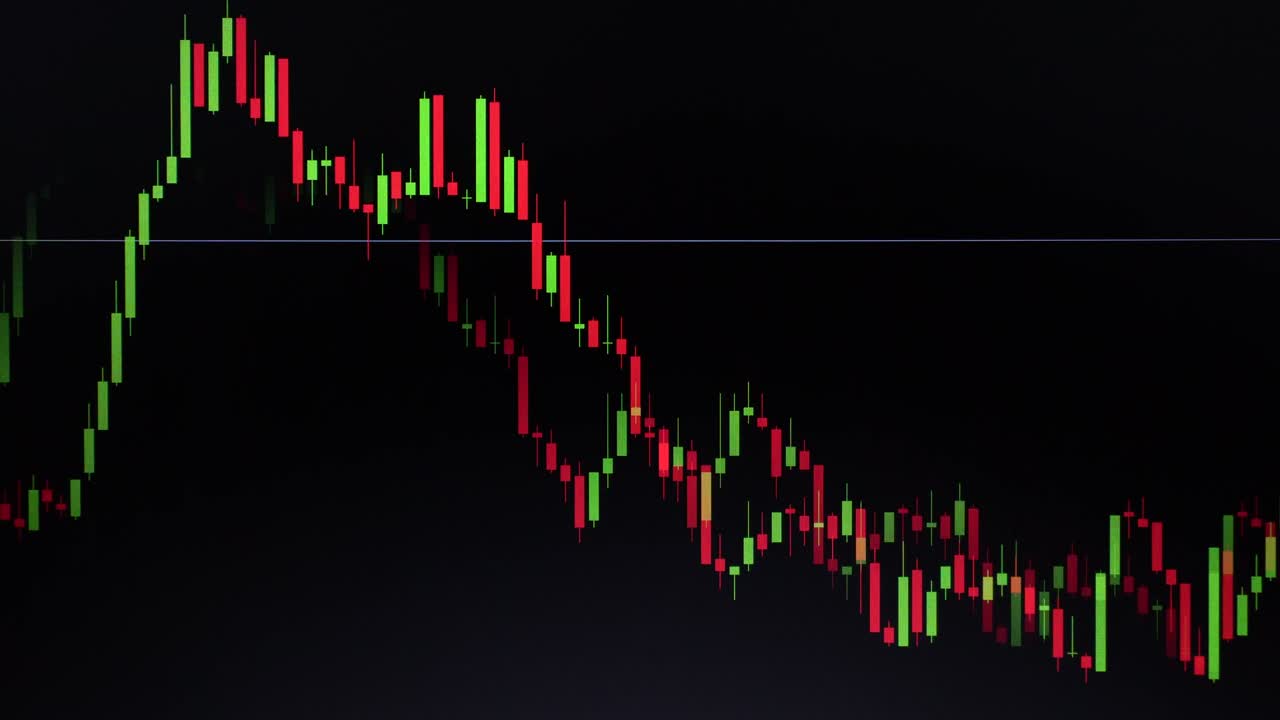 Stock Graph or Candlestick or Forex Chart Trend Slide on Black Background.