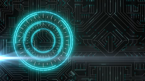 Animation-of-loading-circle-over-integrated-circuit