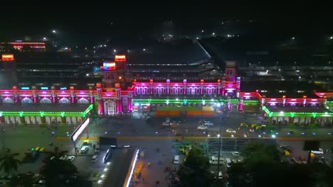 Aerial-view-of-1090-Chauraha-Gomti-Nagar,-DR-AMBEDKAR-DWAR,-Lucknow-metro-and-Lucknow-charbagh-railway-station-and-Lucknow-city