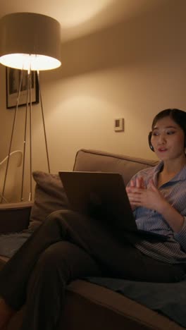 woman having a video call at home