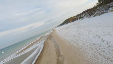 baltic sea in winter - fpv drone shot