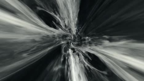 vuelo abstracto en agujero de gusano directamente a través del tiempo y el espacio, nubes. animación de viaje espacial de bucle sin costuras 4k 3d. deformación hacia adelante a través de este agujeros de gusano de ciencia ficción. túnel de deformación de nubes oscuras.
