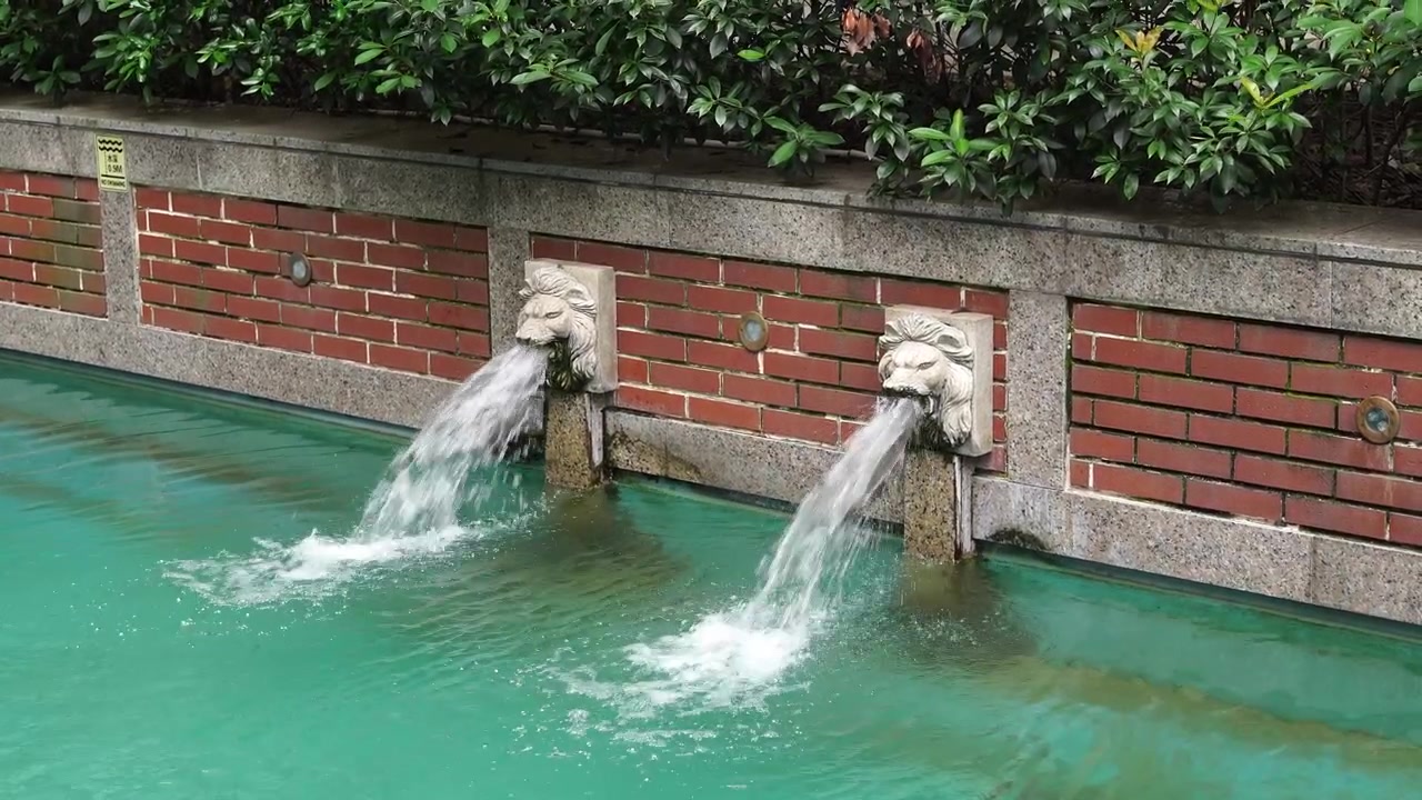 Fuentes de leones en Shanghai Venice Town en 4K