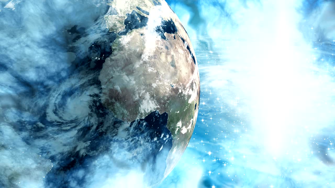 카메라가 지구를 지나갈 때, 그 뒤에서 은하계를 볼 수 있습니다.