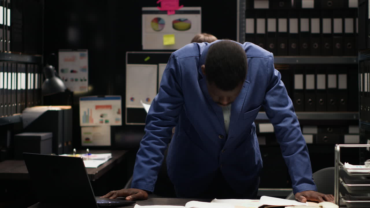 Man working with files in an office