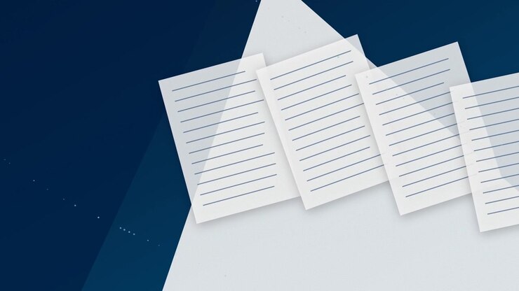 Abstract Animation of Floating Lined Paper Sheets