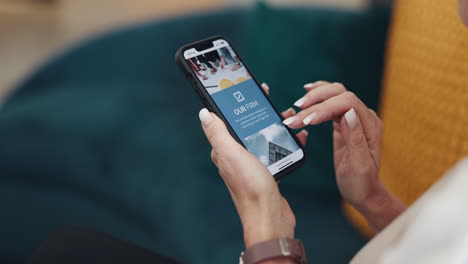 hands, woman and phone screen for online shopping