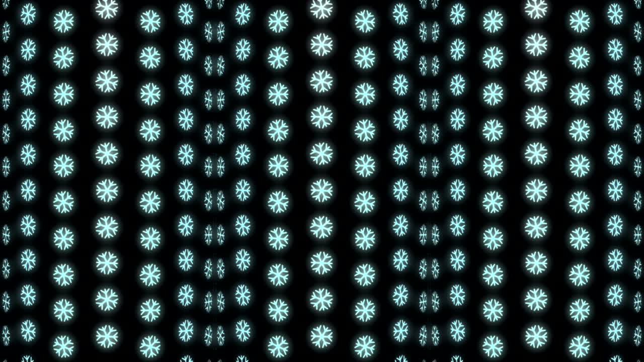 Neon Christmas Pattern Background of Snowflake in White and Black Looping animation