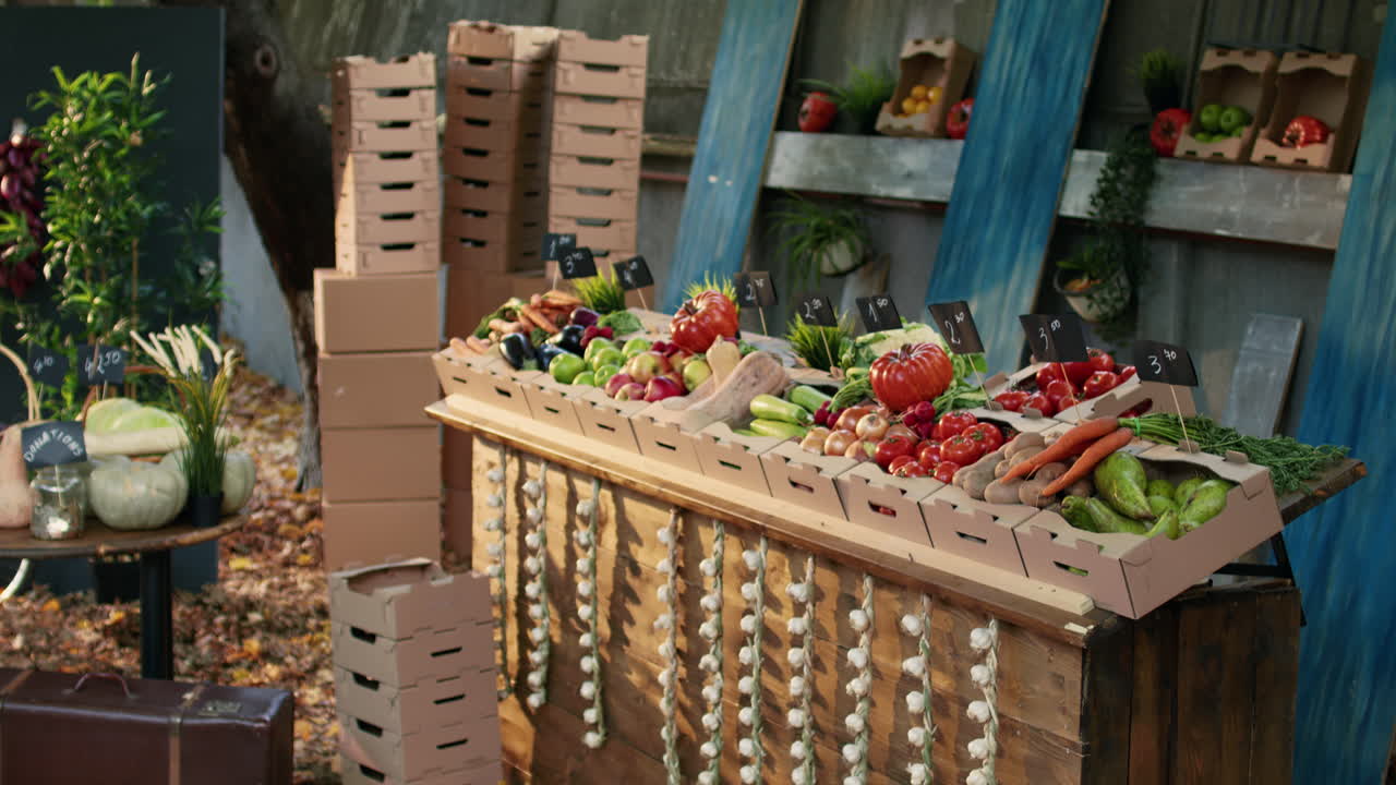 Autumnal Market Stall with Fresh Produce